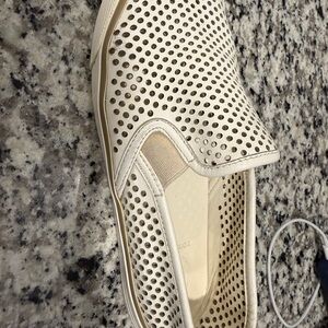 Tory Burch Cream Perforated Slip-On Sneakers